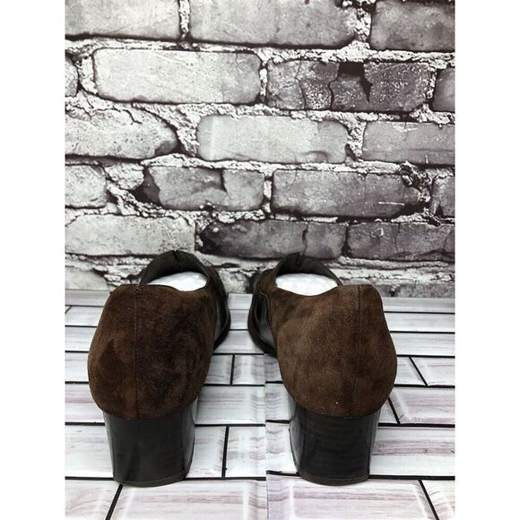 Mephisto Brown Suede Leather Square Toe Split Toe Loafers Heel Shoes Women Sz 9M - Picture 4 of 16